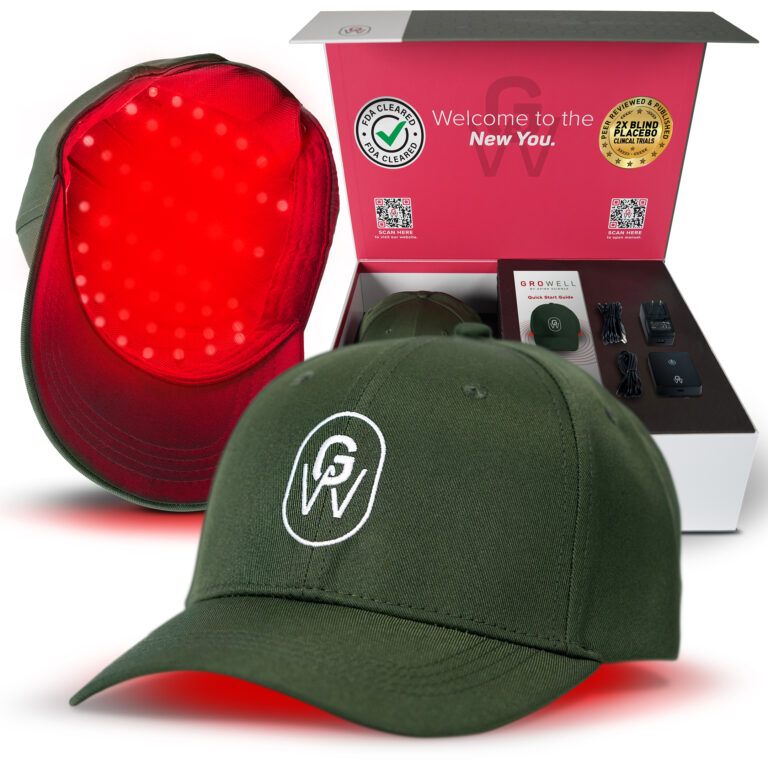 Red light head cap in moss green