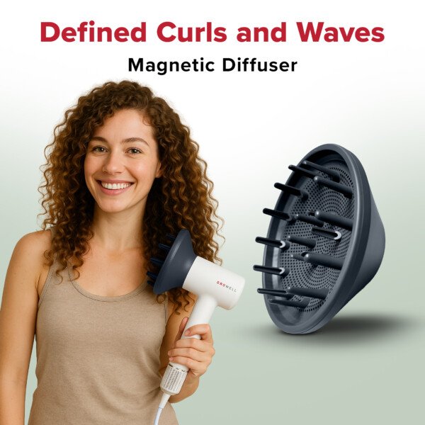 GroWell ionic hair dryer with magnetic diffuser