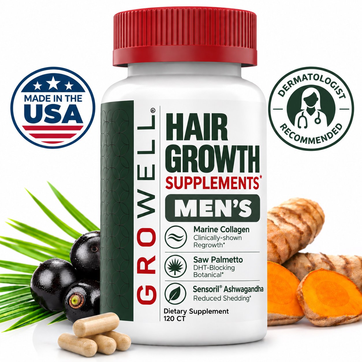 GroWell hair growth supplements for men
