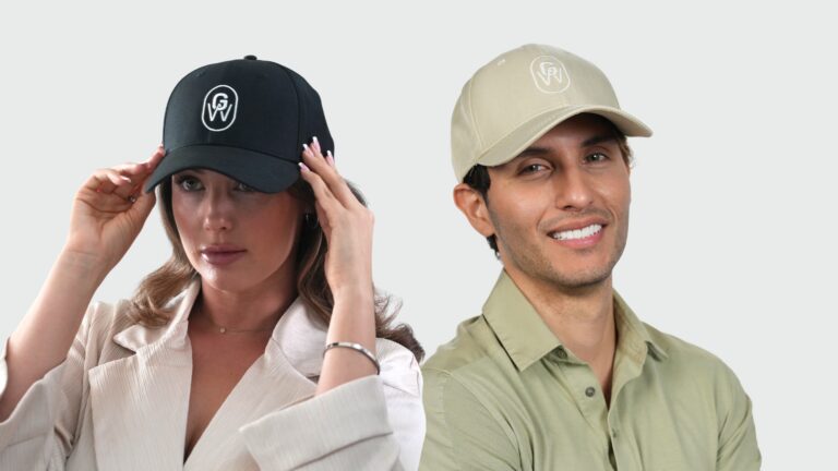 man and woman wearing laser hair growth caps