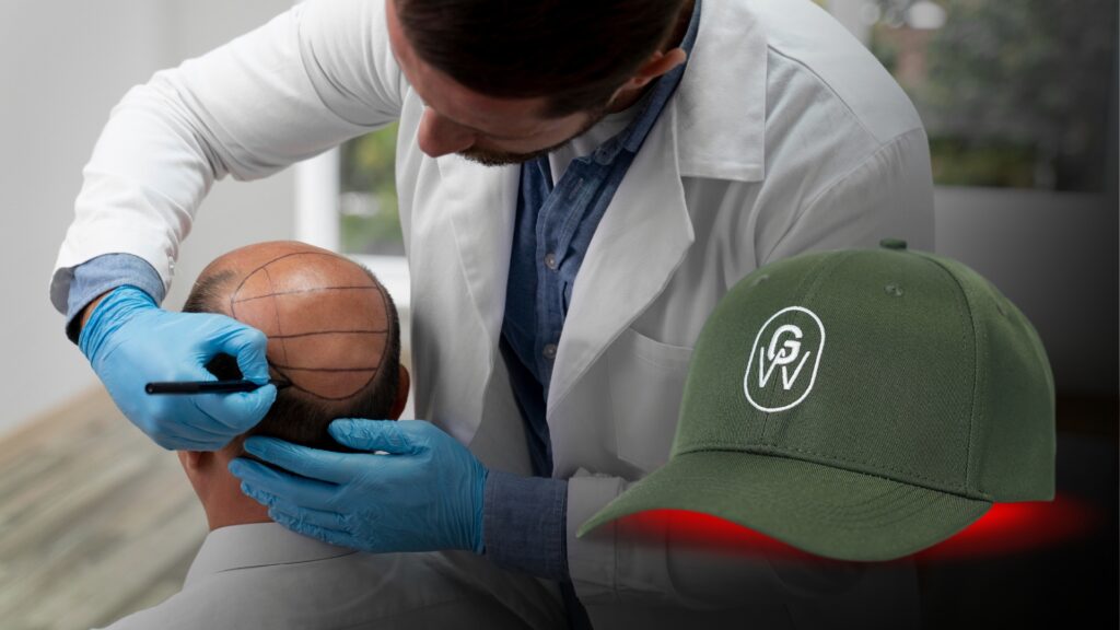 Hair Transplant with red light therapy