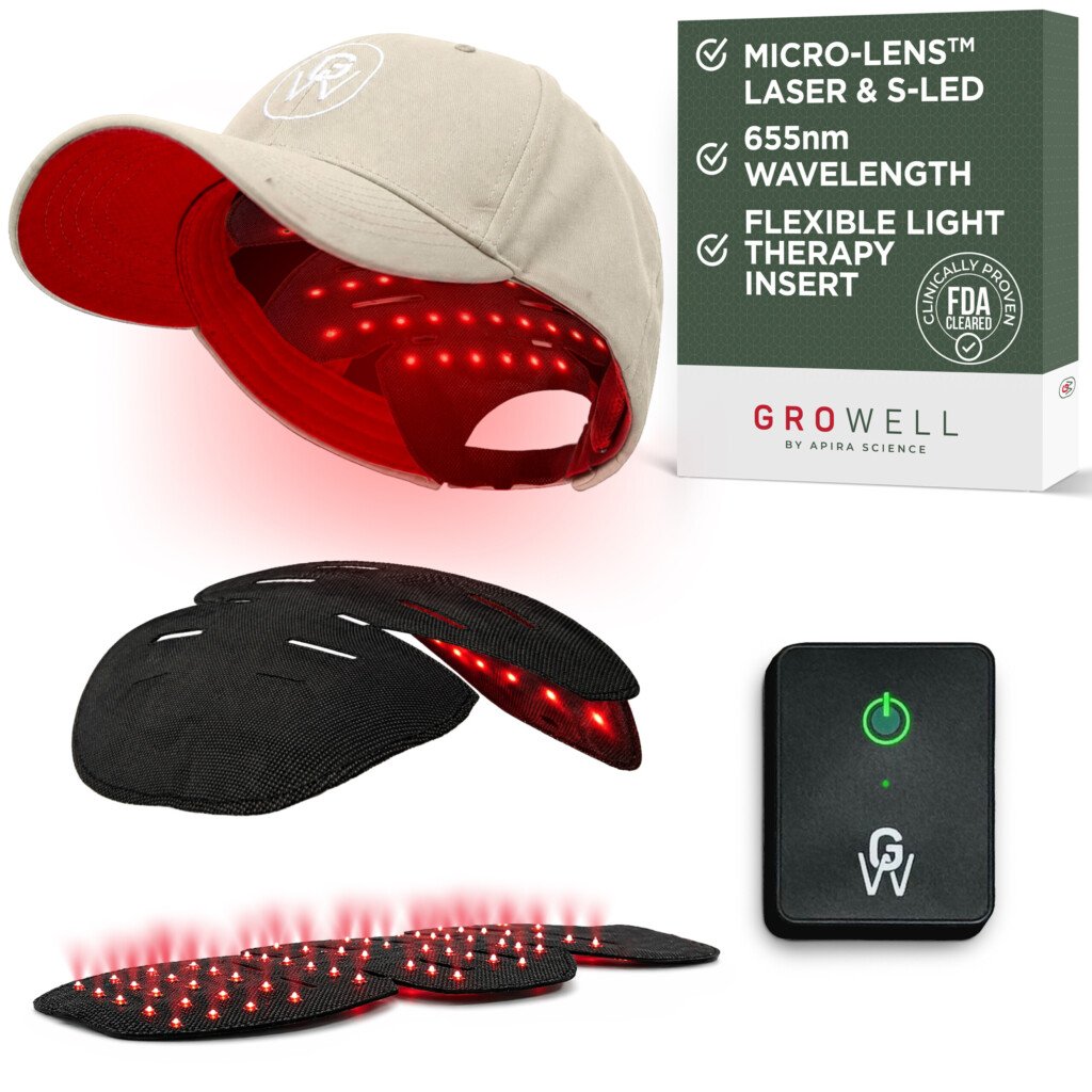 Beige GroWell Red Light Therapy Laser Cap for Hair Growth
